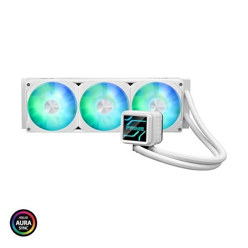 華碩Prime LC 360 ARGB白色版一體式CPU液體冷卻器,具有特殊的CPU接觸區域和翅片通道。 帶無限遠鏡透鏡選項的擋水板。 預裝ARGB風扇和Aura照明:圖片 5