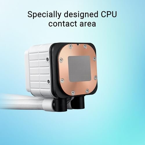 華碩Prime LC 360 ARGB白色版一體式CPU液體冷卻器,具有特殊的CPU接觸區域和翅片通道。 帶無限遠鏡透鏡選項的擋水板。 預裝ARGB風扇和Aura照明:圖片 2