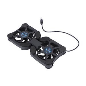 Housoutil可擕式可折疊筆記型電腦冷卻器Usb供電冷卻墊雙風扇黑色緊湊型設計，便於攜帶散熱防保護墊