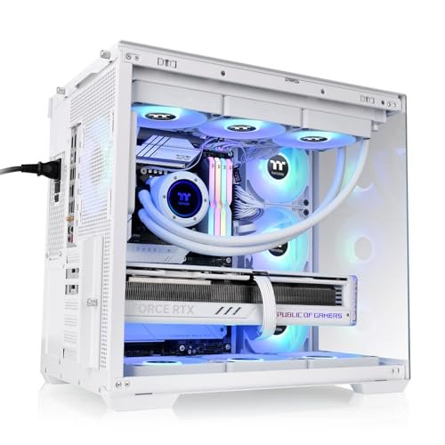 Thermaltake View 380 TG ARGB雪地ATX箱; 包括4x120mm ARGB風扇; 支持隱藏式連接器主機板; 正面和側面雙鋼化玻璃面板; CA-1Z2-00M6WN-AZ; 3年保修:圖片 3
