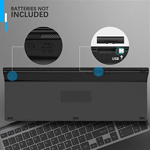 XVX女式S-K80 75%彩色多媒體顯示機械遊戲鍵盤。 無線鍵盤。 J JOYACCESS 2.4G超薄緊湊型無線鍵盤,帶筆記型電腦數位鍵盤。 電腦。 PC(黑色和灰色):圖片 5