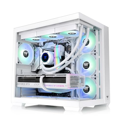 Thermaltake View 380 TG ARGB雪地ATX箱; 包括4x120mm ARGB風扇; 支持隱藏式連接器主機板; 正面和側面雙鋼化玻璃面板; CA-1Z2-00M6WN-AZ; 3年保修:圖片 2
