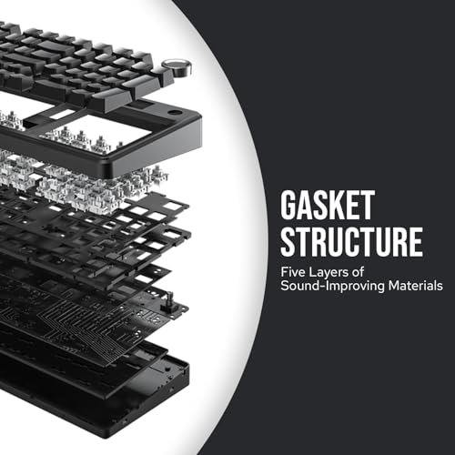 MechLands Aula F99 PRO 96%機械遊戲鍵盤。 BT5.0/USB-C/2.4GHz無線。 熱插拔墊片定制鍵盤,帶8000mAH電池。 旋轉旋鈕。 適用於Win/Mac的RGB背光(灰色):圖片 6