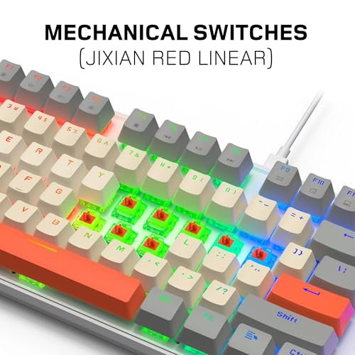 BASEKAMP EVO TKL 87機械遊戲鍵盤-彩虹燈光效果-線性開關-復古風格:圖片 2