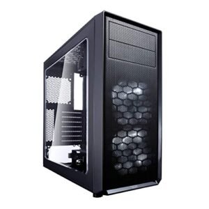 Fractal Design Focus G-中塔電腦主機殼-ATX-高風量-2X Fractal設計靜音LL系列120mm白色LED風扇-USB 3.0-窗側面板-黑色