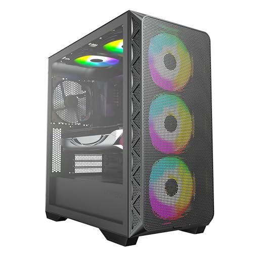 Montech AIR 903 MAX.E-ATX中塔案例。 高氣流。 預裝3個140mm ARGB PWM和1個140mm PWM風扇。 鋼化玻璃側板。 前網布。 C型。支持4090個GPU。 黑色:圖片 2