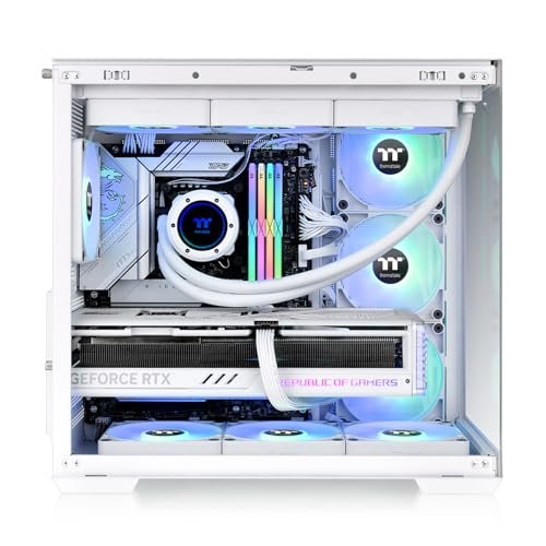 Thermaltake View 380 TG ARGB雪地ATX箱; 包括4x120mm ARGB風扇; 支持隱藏式連接器主機板; 正面和側面雙鋼化玻璃面板; CA-1Z2-00M6WN-AZ; 3年保修:圖片 4